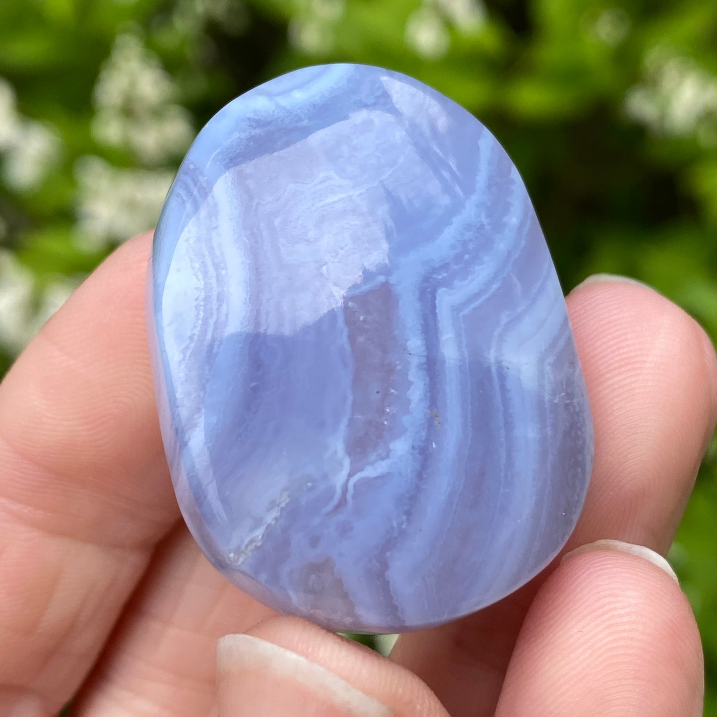 Blue Lace Agate Palm Stone, Exact Shown