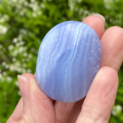 Blue Lace Agate Palm Stone, Exact Shown