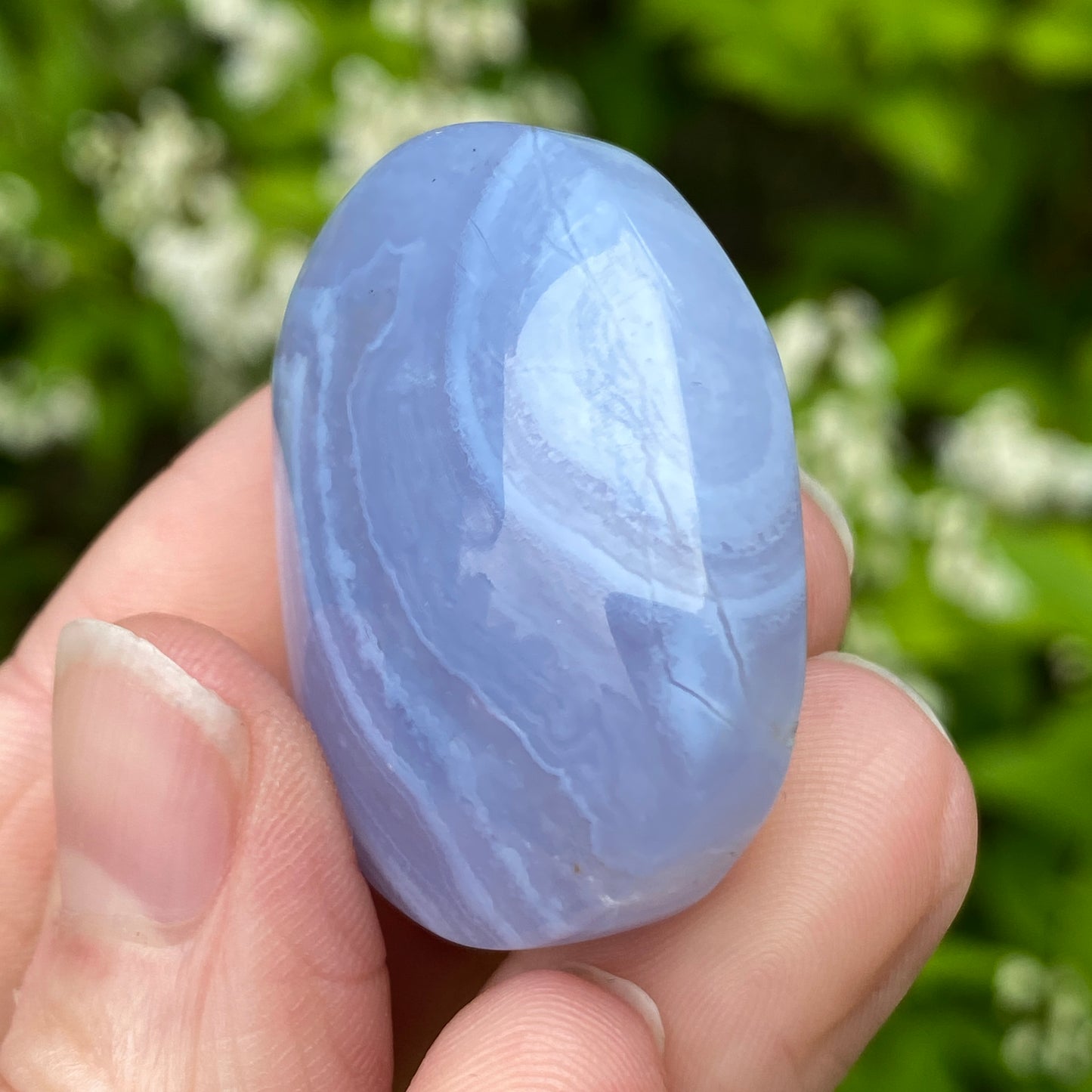 Blue Lace Agate Palm Stone, Exact Shown