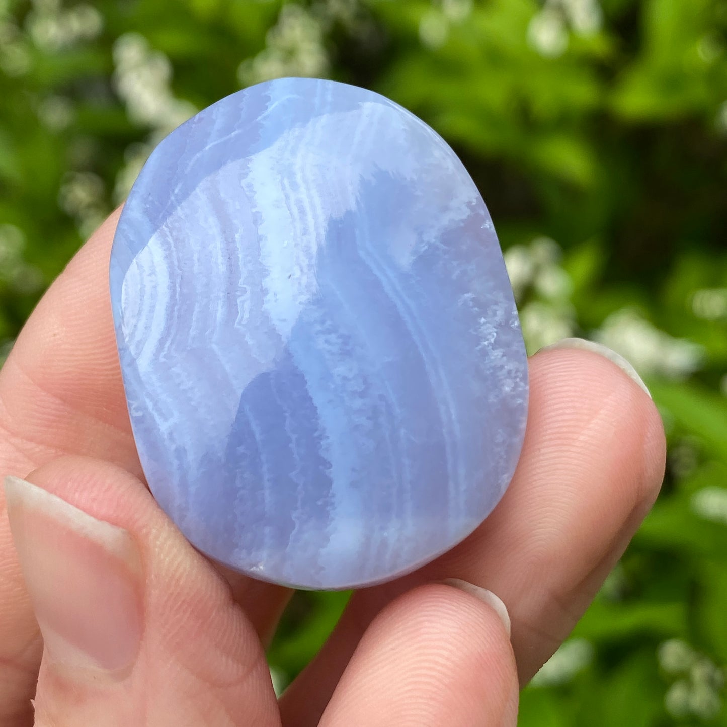 Blue Lace Agate Palm Stone, Exact Shown