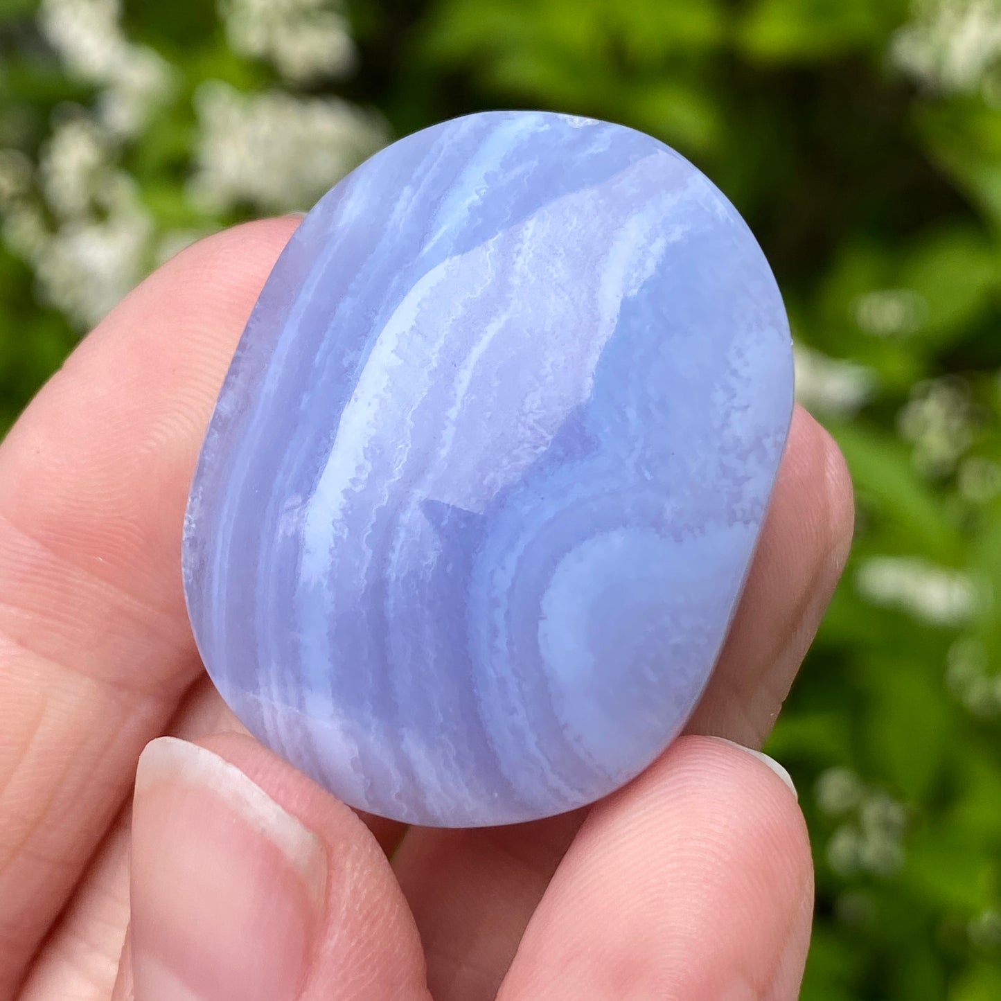 Blue Lace Agate Palm Stone, Exact Shown