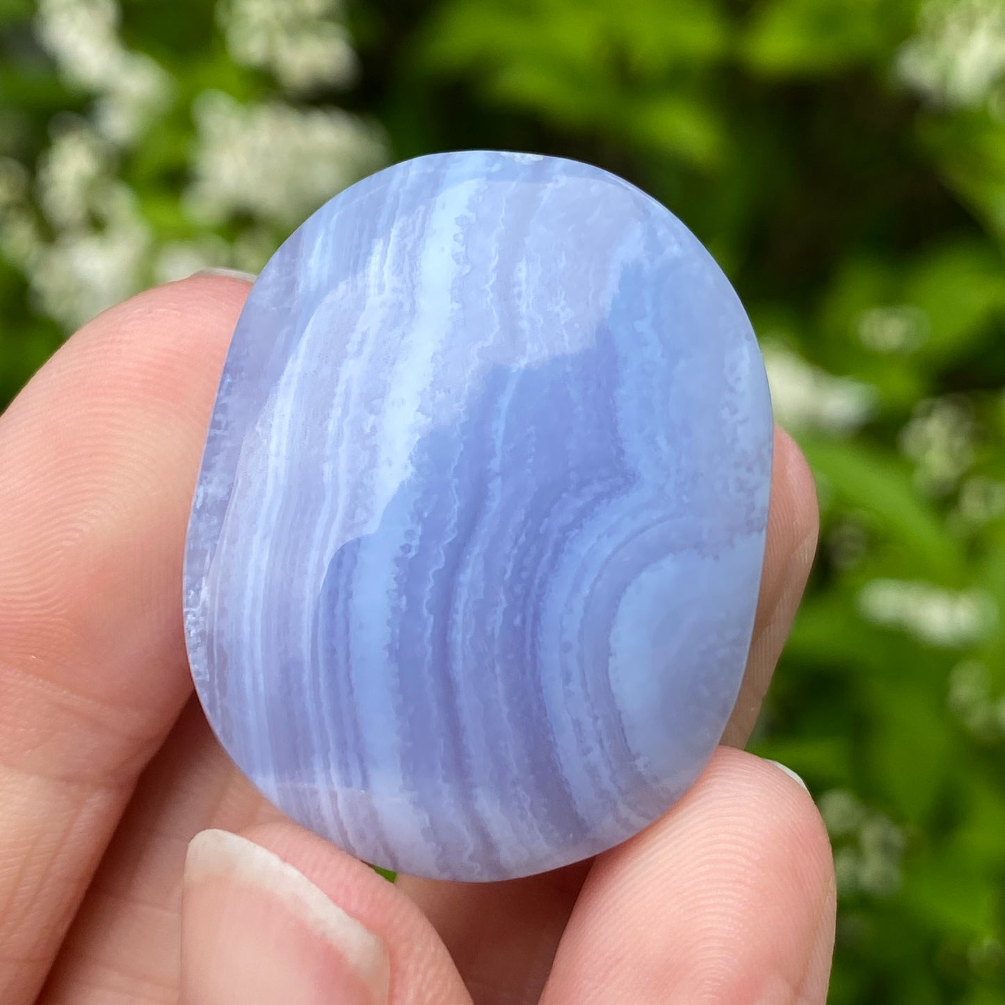 Blue Lace Agate Palm Stone, Exact Shown