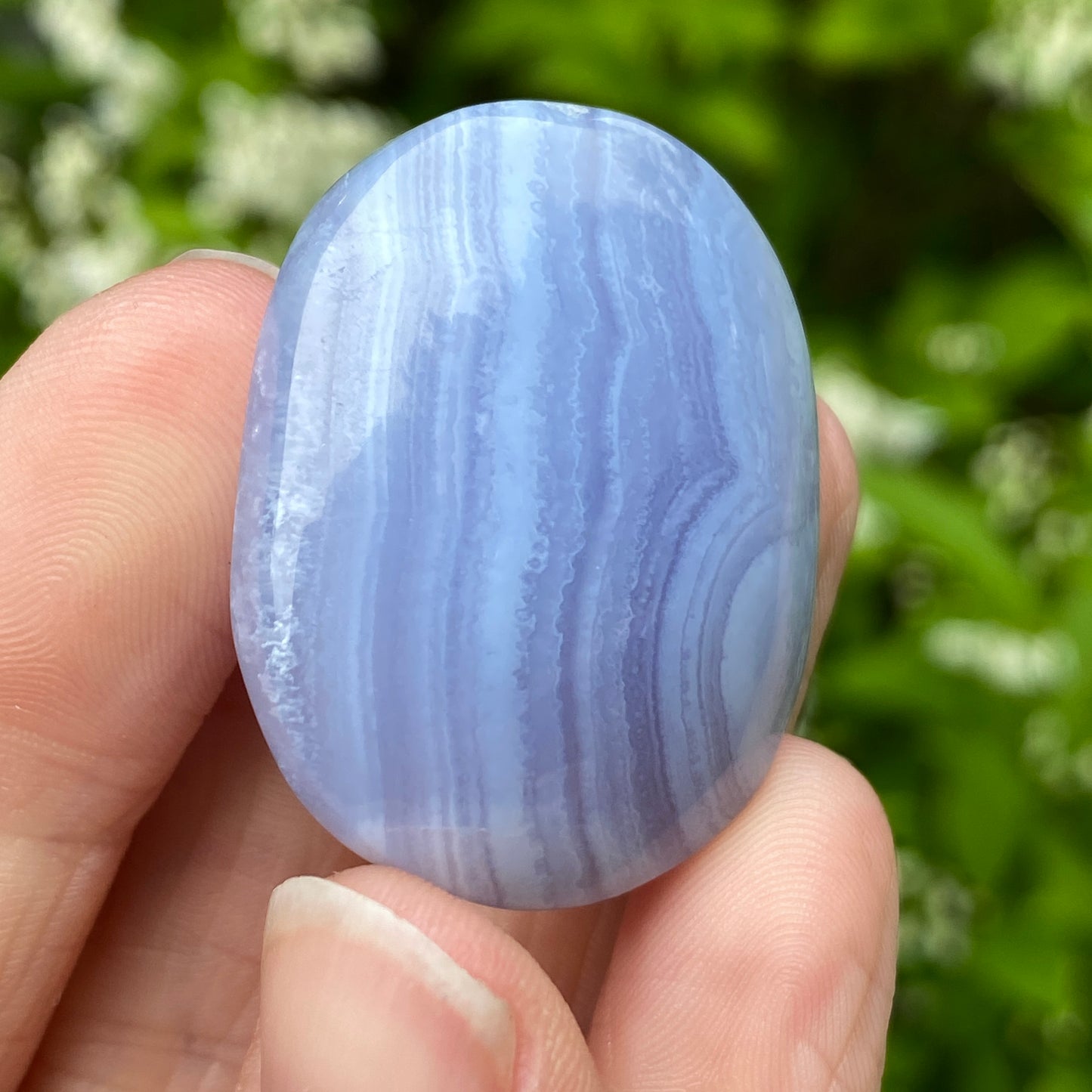 Blue Lace Agate Palm Stone, Exact Shown