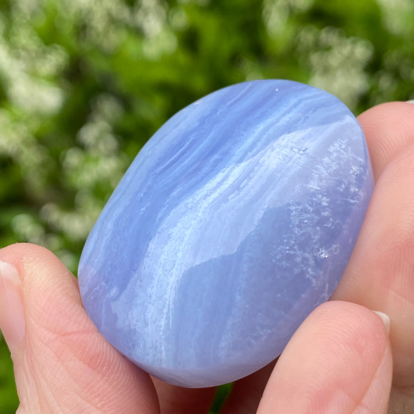 Blue Lace Agate Palm Stone, Exact Shown