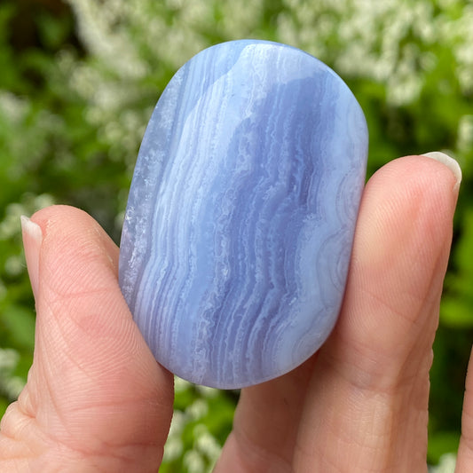 Blue Lace Agate Palm Stone, Exact Shown
