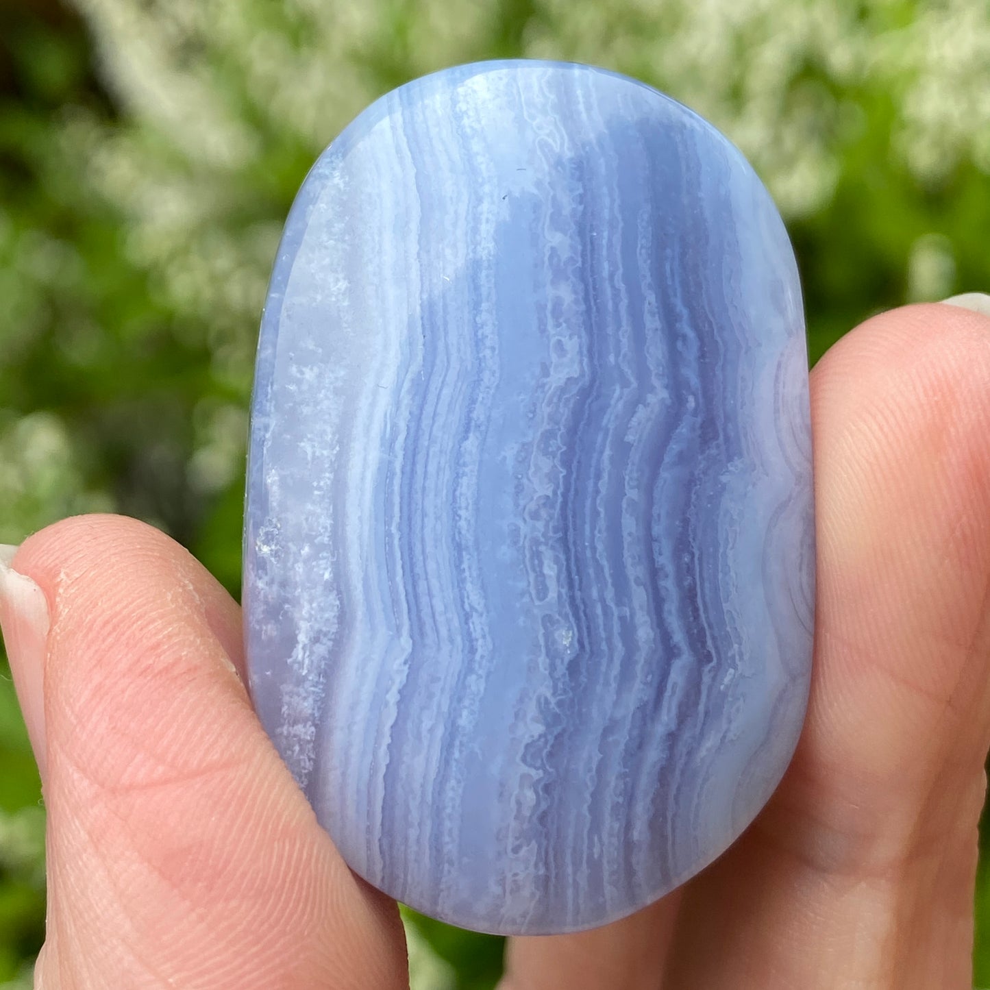 Blue Lace Agate Palm Stone, Exact Shown