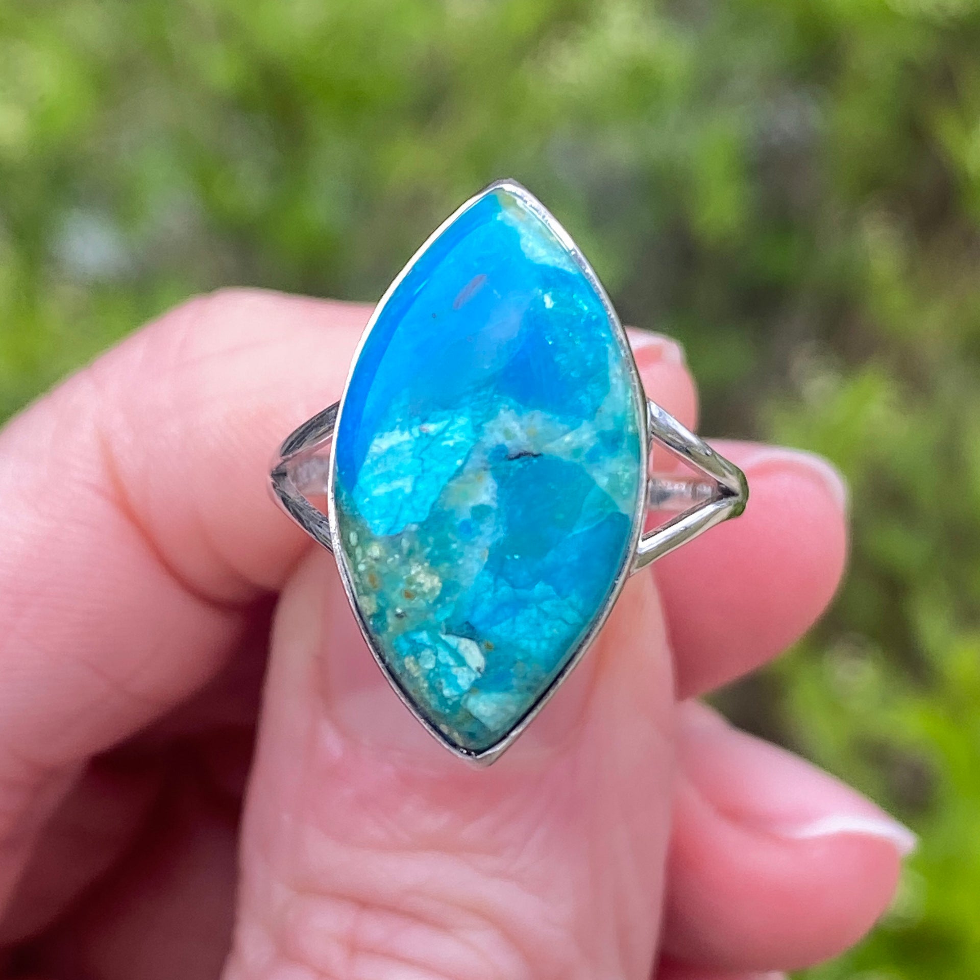 Blue Owyhee Opal Ring, Size 6, Sterling Silver