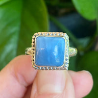 Blue Owyhee Opal Ring, Size 8, Sterling Silver