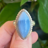 Blue Owyhee Opal Ring, Size 6, Sterling Silver