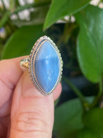 Blue Owyhee Opal Ring, Size 6, Sterling Silver