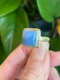 Blue Owyhee Opal Ring, Size 8, Sterling Silver