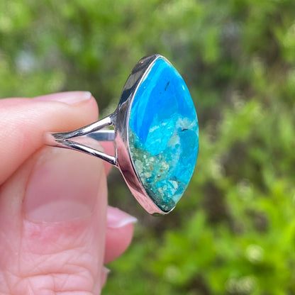 Peruvian Blue Opal Ring, Size 7, Sterling Silver