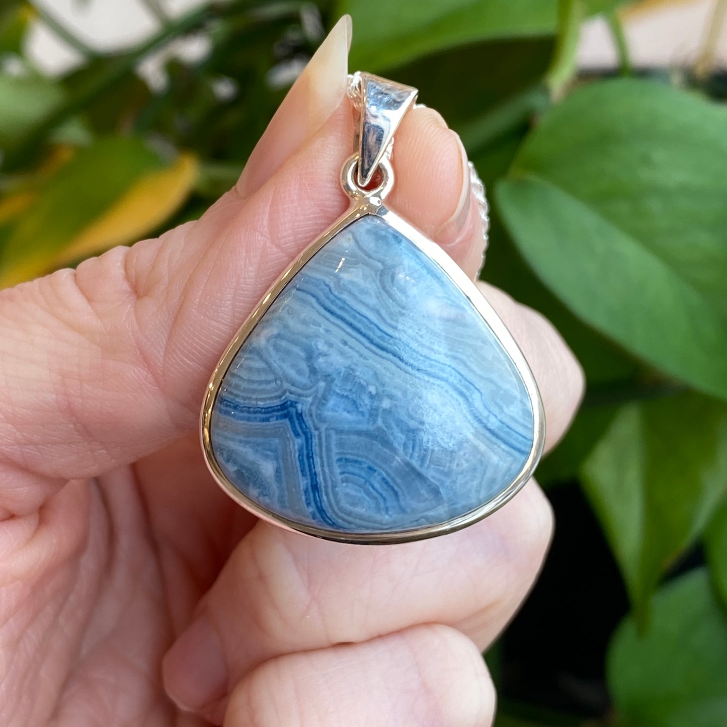 Blue Scheelite Pendant, Sterling Silver