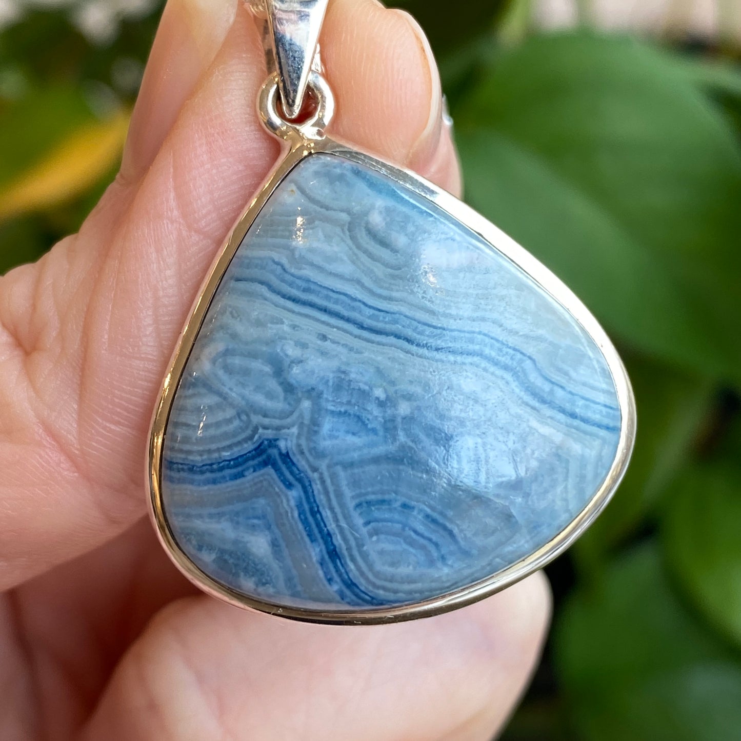 Blue Scheelite Pendant, Sterling Silver