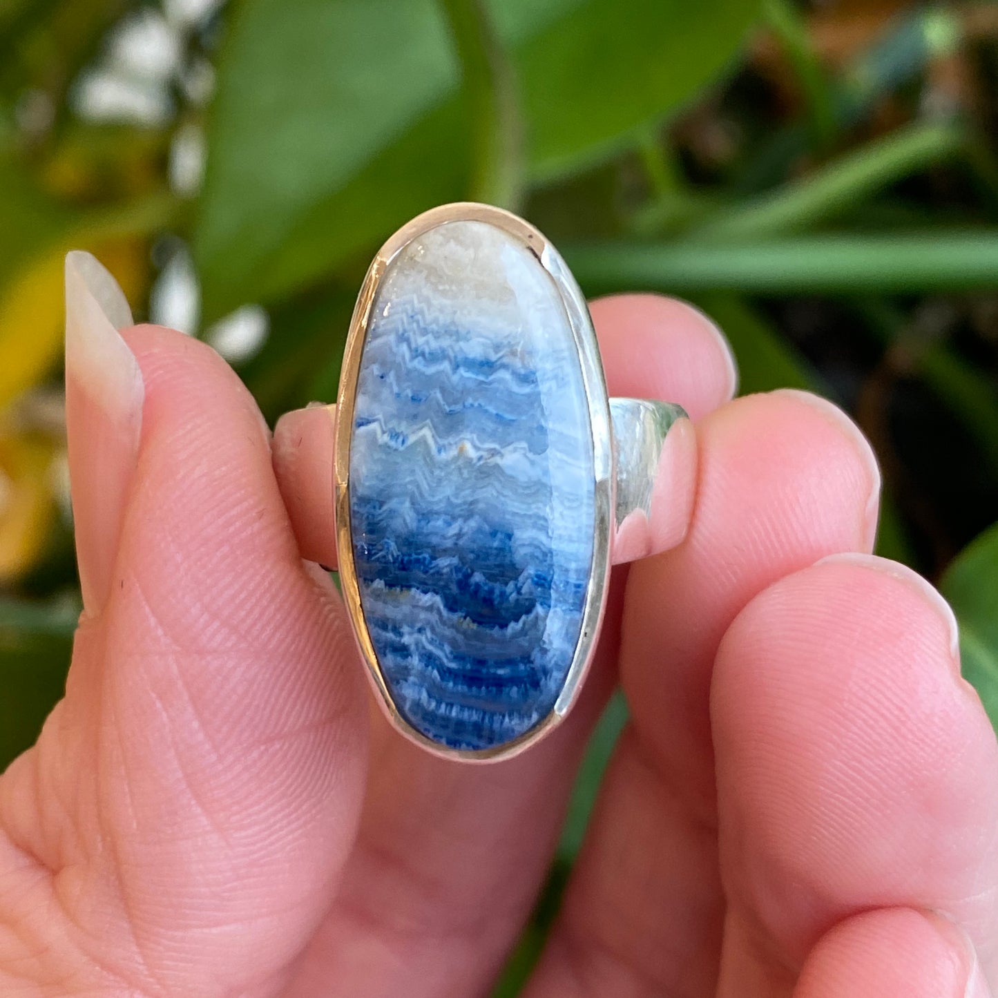 Blue Scheelite Ring, Size 8