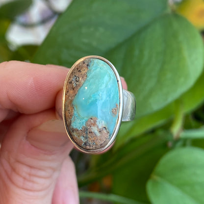 Peruvian Blue Opal Ring, Size 7.5