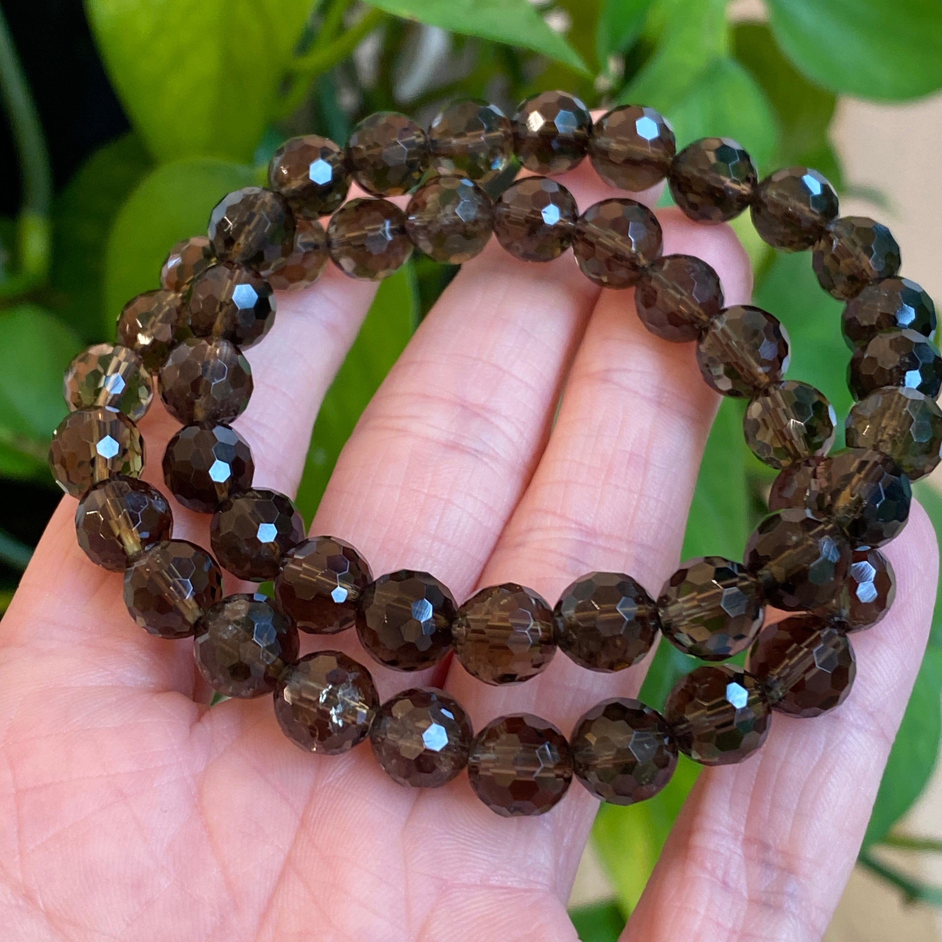 Smoky Quartz Bronze Sugar Skull Stack store Bracelets