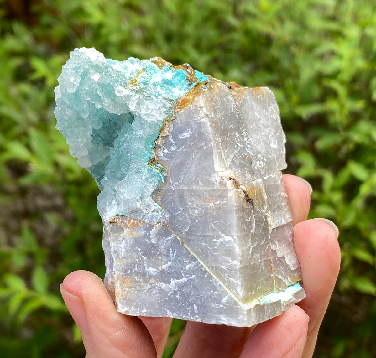Chrysocolla Quartz on Calcite, Peru