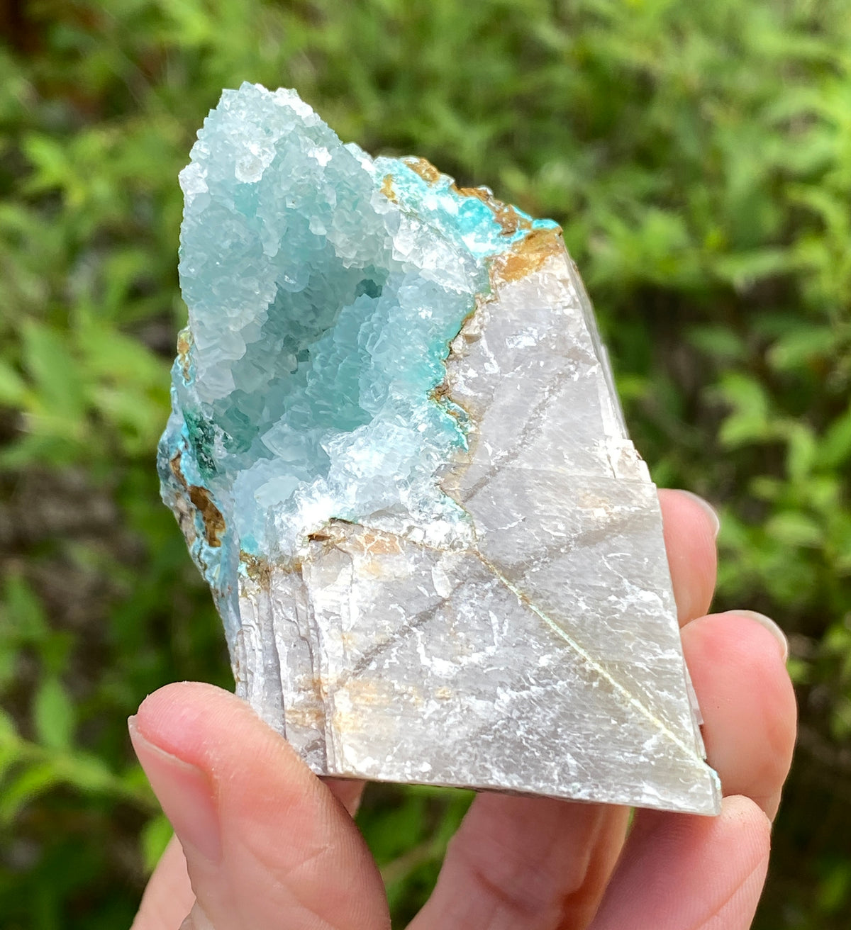 Chrysocolla Quartz on Calcite, Peru