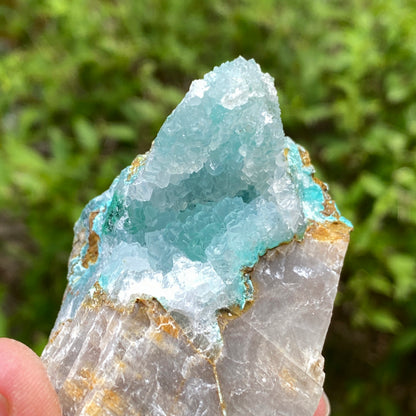 Chrysocolla Quartz on Calcite, Peru