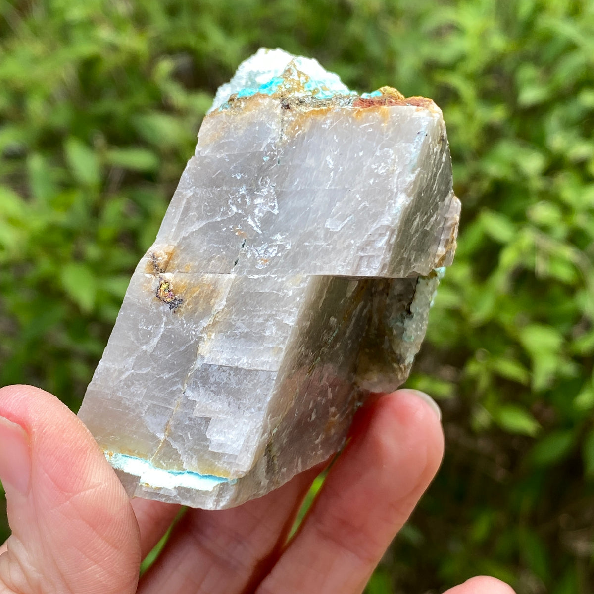 Chrysocolla Quartz on Calcite, Peru