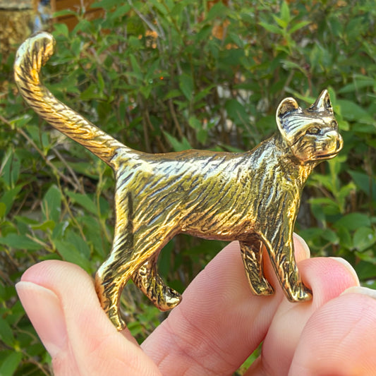 Cat Figurine, Solid Brass Spirit Animal
