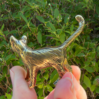 Cat Figurine, Solid Brass Spirit Animal
