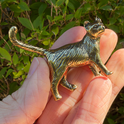 Cat Figurine, Solid Brass Spirit Animal