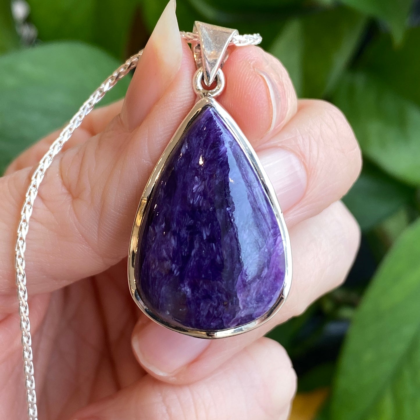 Charoite Pendant, Sterling Silver