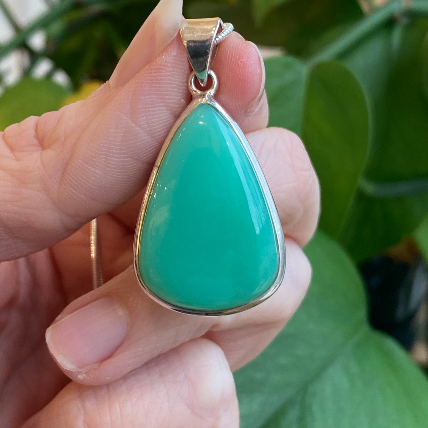 Chrysoprase Pendant, Sterling Silver