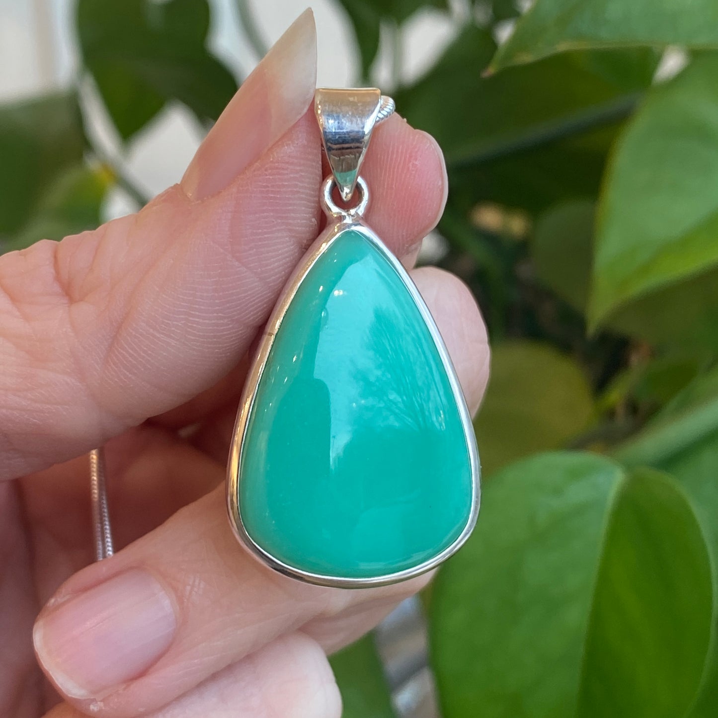 Chrysoprase Pendant, Sterling Silver