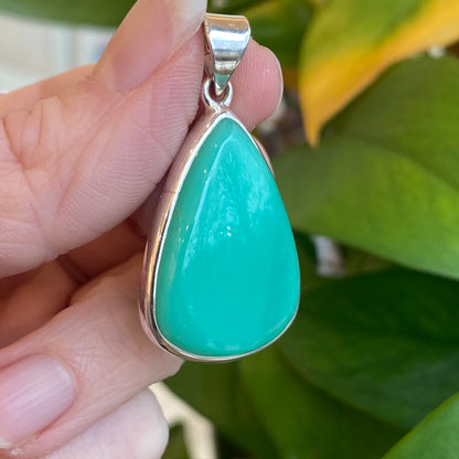 Chrysoprase Pendant, Sterling Silver