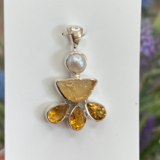 Citrine and Pearl Pendant, .925 Sterling