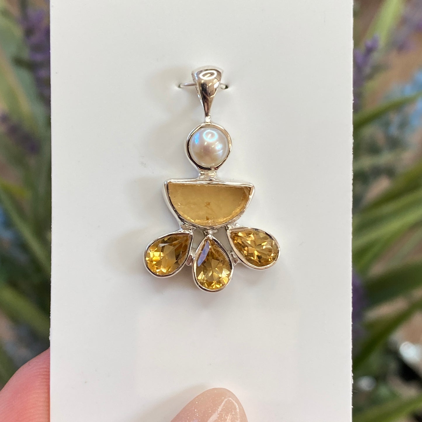 Citrine and Pearl Pendant, .925 Sterling