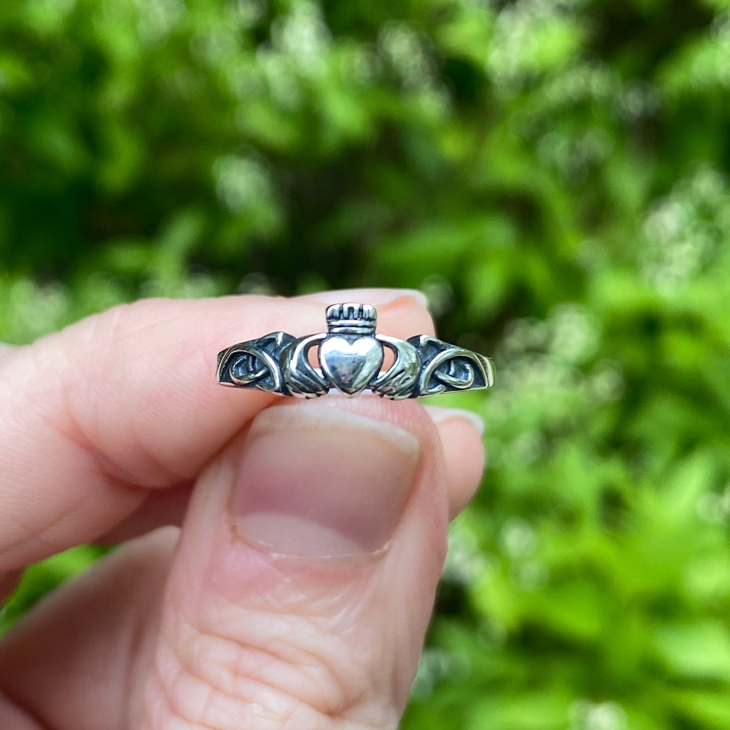 Dainty Claddagh Ring, Solid .925 Silver