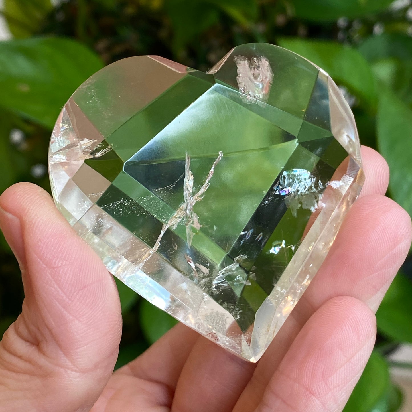 Clear Quartz Heart Carving