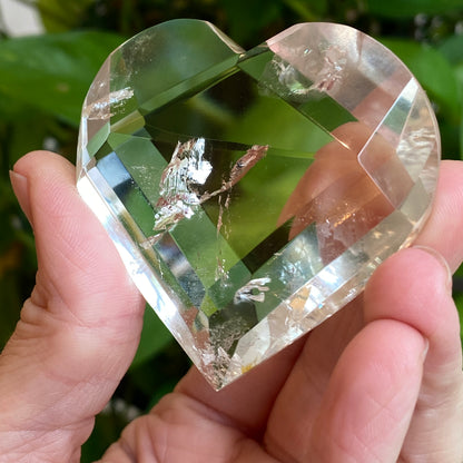 Clear Quartz Heart Carving