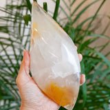 Amazing Dendritic Quartz Flame with Golden Hematite, Fitted Stand