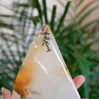 Amazing Dendritic Quartz Flame with Golden Hematite, Fitted Stand