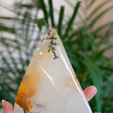 Amazing Dendritic Quartz Flame with Golden Hematite, Fitted Stand