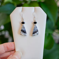 Dendritic Opal and Black Spinel Earrings