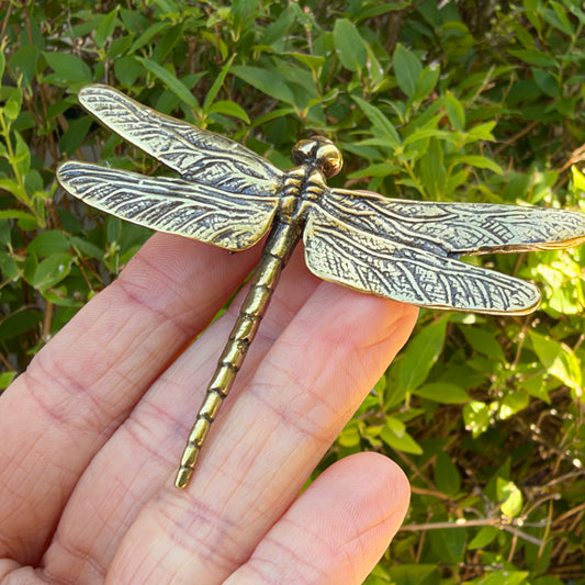 Dragonfly Figurine, Solid Brass Spirit Animal