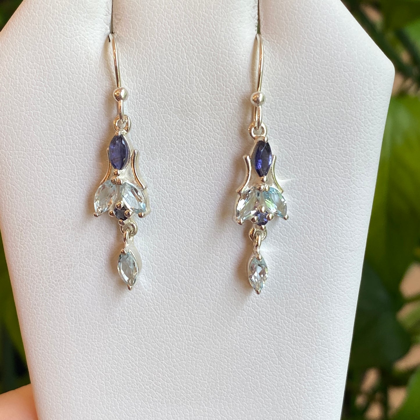 Iolite and Blue Topaz Earrings, Sterling Silver