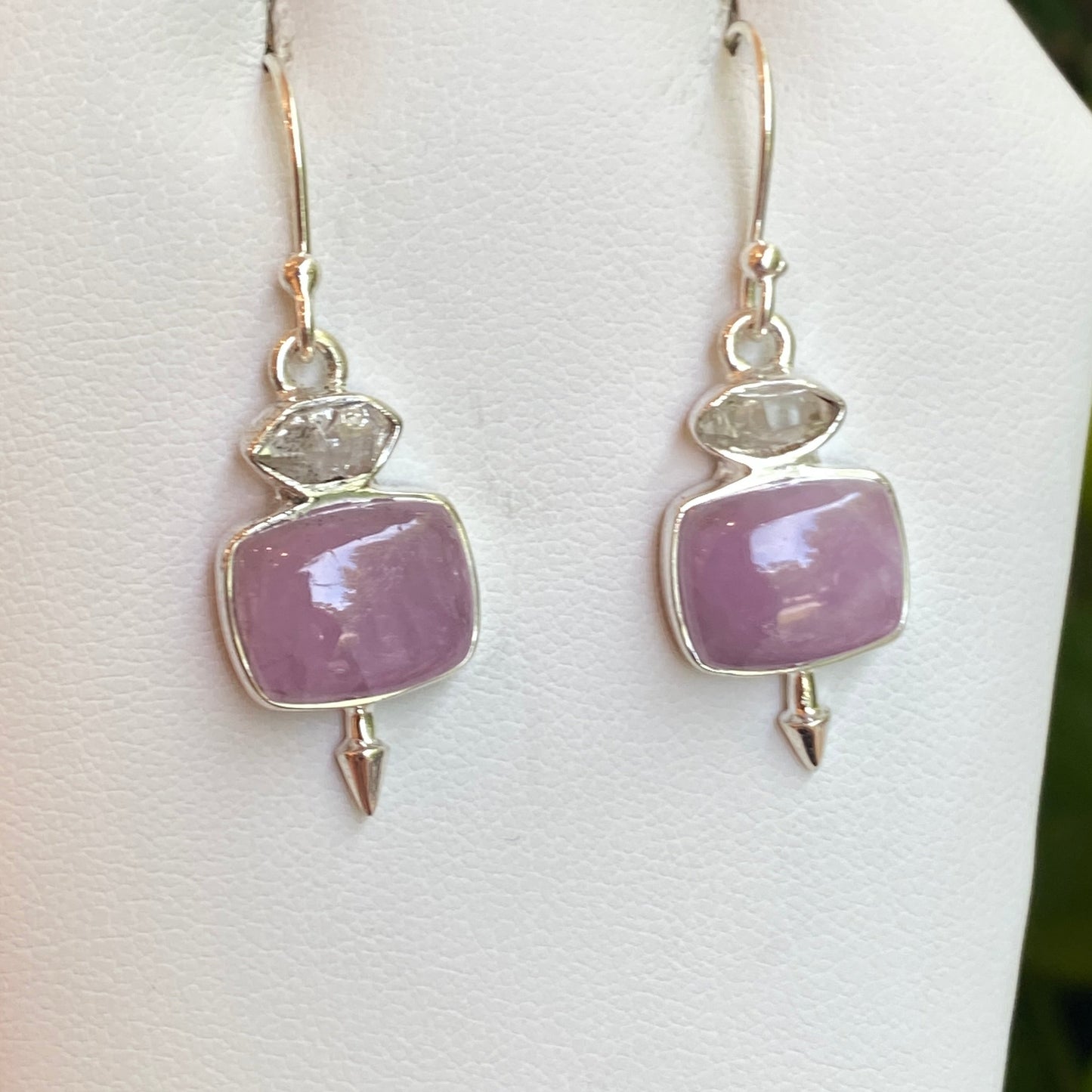 Herkimer Diamond & Kunzite Earrings, Sterling Silver