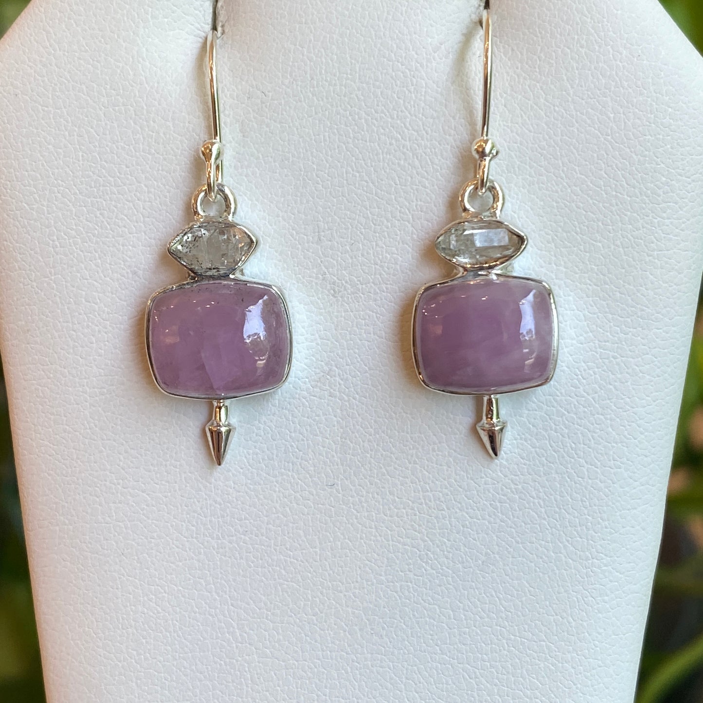 Herkimer Diamond & Kunzite Earrings, Sterling Silver