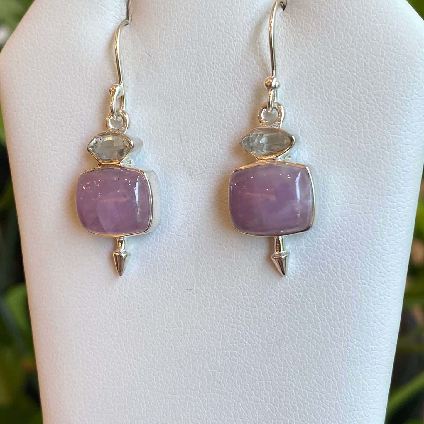 Herkimer Diamond & Kunzite Earrings, Sterling Silver