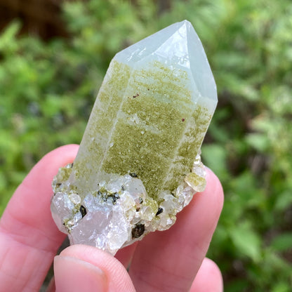 Lime Epidote on Quartz, Turkey