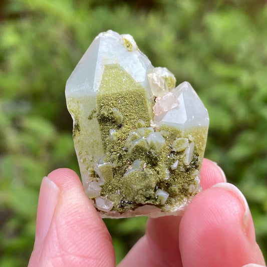 Lime Epidote on Quartz, Turkey