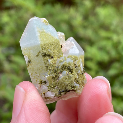 Lime Epidote on Quartz, Turkey