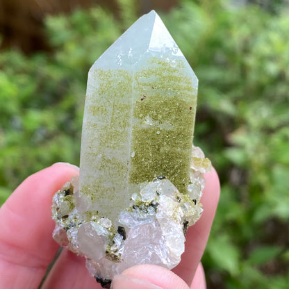 Lime Epidote on Quartz, Turkey